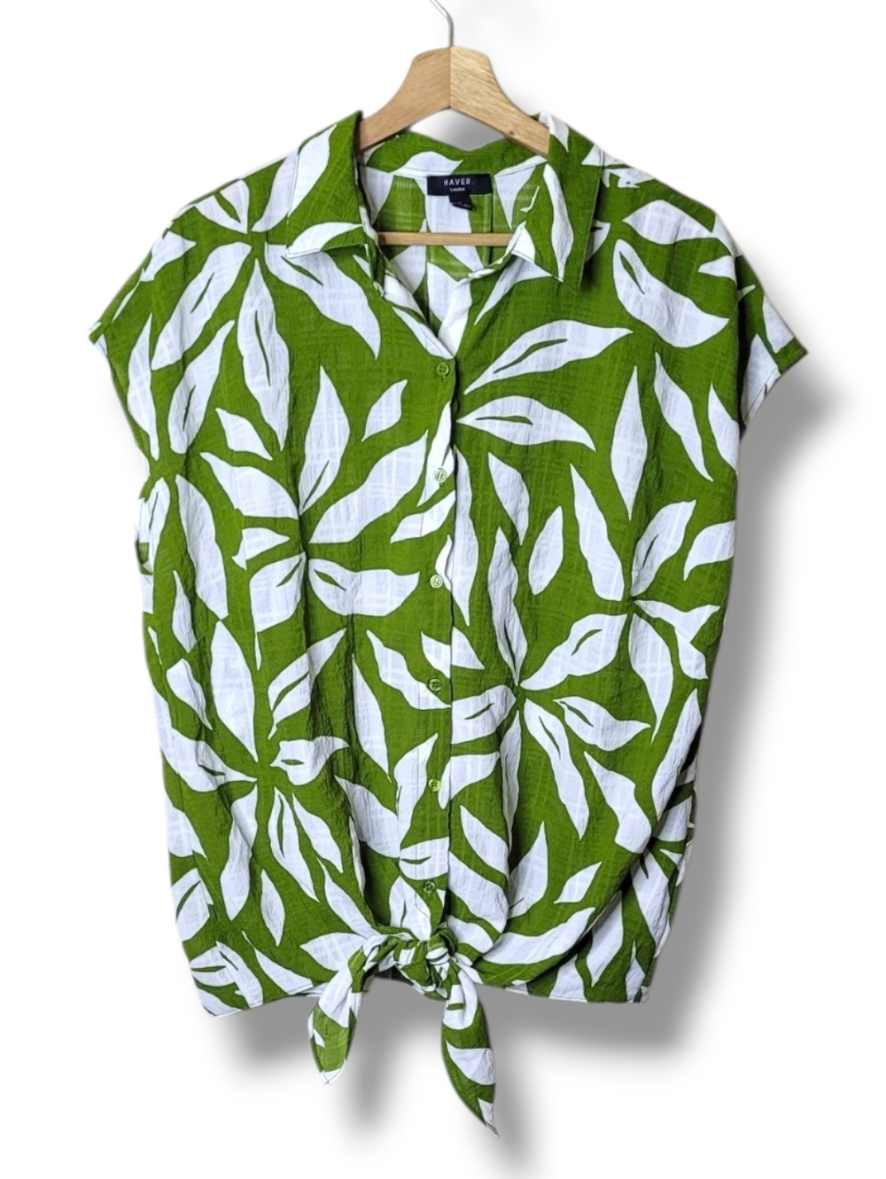 Haver London Tie Front Button Up Top Size 1X